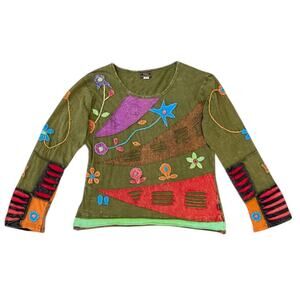 Y2k Rising International Patchwork Bohemian Hippie Top